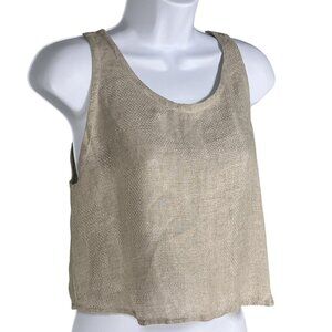Francesca NWT Womens S 100% Linen Sleeveless Tie Back Tank Top Italy Made Beachy